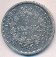 Franciaország 1848A 5Fr Ag "Herkules" (24,5g) T:2-,3
France 1848A 5 Francs Ag "Hercu...