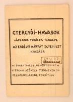 1943 Gyergyói-Havasok vázlatos turista térképe, 1:37500. Erdélyi Kárpát Egyesület, Magyar Királyi Térképészeti Intézet nyom., 83x59 cm.