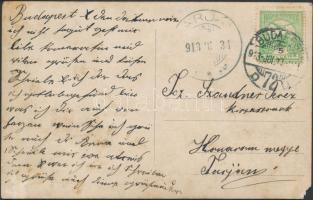 1913 Tükrös, trükkös portré, privát képeslapként megírva, postázva, sarka hiányos, 9x14 cm