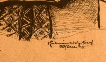 Kálmánczhelyi József (?-?): Női portré. Tus, papír, jelzett, üvegezett keretben, 19×13 cm