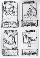 cca 1935 Erotikus rajzok fotókópiája, minden hónapra egy kalendáriumi jó tanáccsal kísérve, Fekete G...