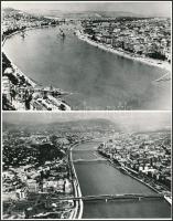 1945-1980 Budapest, Dunai panorámák 35 év különbséggel, a négy híd együtt kevés fotón látható, 23x18,5 cm