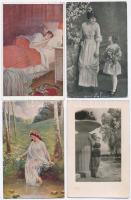 6 db RÉGI motívumos képeslap; hölgyek, köztük 2 db fotó / 6 pre-1945 motive postcards; ladies, with 2 photos