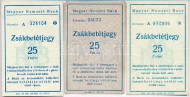 DN Magyar Nemzeti Bank "Zsákbetétjegy" 25Ft-ról (3x)