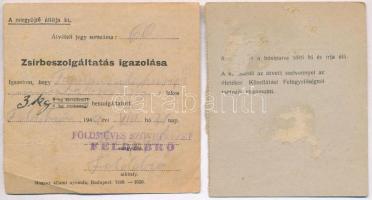 1949. "Sertésvágási utalvány-szelvény" + Szelvény vágómarháról T:III