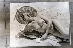 cca 1968 Akt fotók repró negatívja, 34 db 24x36 mm-es jó minőségű negatív, tároló tasakban