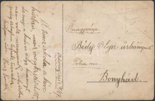 1912 Adonyban készült privát fotó a Városház utcáról, amelyet képeslapként megírtak és postáztak, sa...