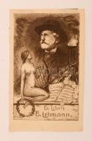 Bernhard Liebig (1873-1937): Ex libris Lehmann. Rézkarc, papír, jelzett a karcon,  9×5,5 cm