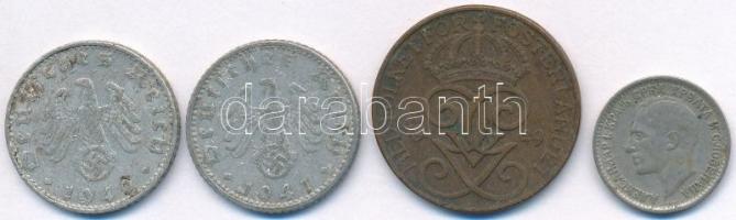 Vegyes: Német 3. Birodalom 1940B 50pf Al + 1941D 50pf Al + Svédország 1929. 5ö Br + Szerb-Horvát-Szl...