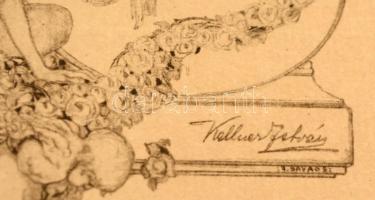 Franz von Bayros (1866-1924): Ex libris Kellner István. Klisé, papír, jelzett a klisén, 9×8 cm