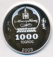 Mongólia 2003. 1000T Ag "Ázsia történelme - Buddha" (19,75g/0.999) T:PP ujjlenyomat
Mongo...
