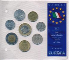 Olaszország 1975-1999. 5L-1000L (8xklf) "Az utolsó Líra forgalmi pénzek" T:1 Italy 1975-1999. 5 Lire - 1000 Lire (8xdiff) "The last Lira coins" C:UNC