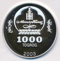 Mongólia 2003. 1000T Ag "Ázsia történelme - Hillary" (19,90g/0.999) T:PP felületi karc
Mo...