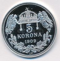 DN "Királyi koronák / 1909. 5K - Ferenc József" Ag emlékérem (20g/0.999/38mm) T:PP