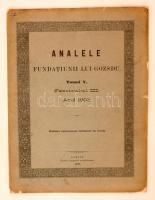 1902 Nagyszeben, a Gozsdu Alapítvány rendes ülésén készített éves beszámoló / Sibiu, Analele Fundatiunii Lui Gozsdu, Tomul V.  Fasciculul III., annual report of the Gozsdu society 27 p., 31x24cm