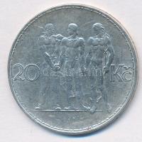 Csehszlovákia 1934. 20K Ag "Ipar, mezőgazdaság, üzlet" T:2 
Czechoslovakia 1934. 20 Korun...