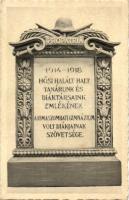 Rimaszombat, Rimavska Sobota; A rimaszombati gimnázium I. világháborús hőseinek emléktáblája / grammar school WWI heroes memorial