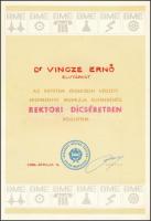 1986 Polinszky Károly (1922-1998) vegyészmérnök, oktatáspolitikus, a kémiai tudomány doktora, rektor aláírása oklevélen, 30x21cm