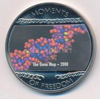 Libéria 2004. 10$ "Szabadság pillanatai-Géntérkép" multicolor T:PP ujjlenyomat Liberia 2004. 10 Dollars "Moments of Freedom/The Gene Map" multicolor C:PP fingerprint