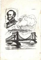 2 db megíratlan Széchenyi István emlék levelezőlap, Széchenyi Munkaközösség kiadása / 2 unused Istvá...