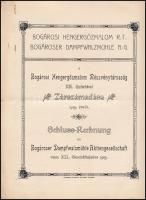 1913 A Bogárosi Hengergőzmalom Részvénytársaság XII. üzletévi zárszámadása. Perjámos, Pirkmayer Alajos, hajtva, 30×24 cm
