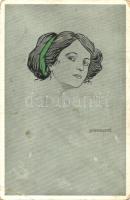 Lady portrait, esperanto postcard, s: C. Breuer (EB)