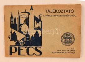 Pécs. Tájékoztató a város nevezetességeiről. Pécs, é.n. [1934], Idegenforgalmi Iroda, 32 p. Kiadói tűzött papírkötés. Számos képpel, rajzzal, térképpel, reklámokkal illusztrálva.
