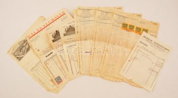 1926 - vegyes számla tétel okmánybélyegekkel, 10 db / collection of mixed vintage invoices with document stamps