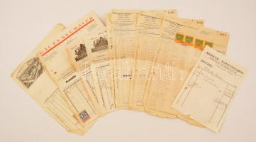 1926 - vegyes számla tétel okmánybélyegekkel, 10 db / collection of mixed vintage invoices with document stamps