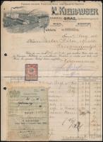 1910 2 db díszes fejléces számla (Georg Dralle és H. Kielhauser kozmetikai termékei) 2h okmánybélyeg...