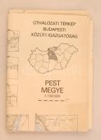 1989 Úthálózati térkép, Pest megye, Budapesti Közúti Igazgatóság, Kartográfiai Vállalat, 110x80 cm