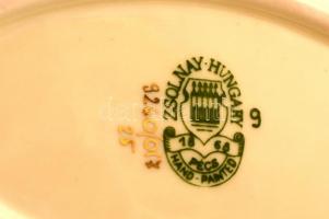 Zsolnay virágos  tálka, porcelán, kézzel festett, jelzett, hibátlan, 11x7cm