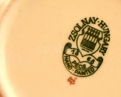 Zsolnay virágos  tálka, porcelán, kézzel festett, jelzett, hibátlan, d:8cm