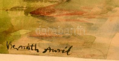 Bernáth jelzéssel: Folyó. Akvarell, papír, üvegezett kertben, 36×30 cm