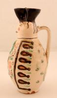 Karcagi Miska kancsó, kézzel festett kerámia, jelzett, m: 27 cm