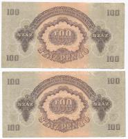 1944. 100P "A Vörös Hadsereg Parancsnoksága" (3x) közeli sorszámok T:III szép papír