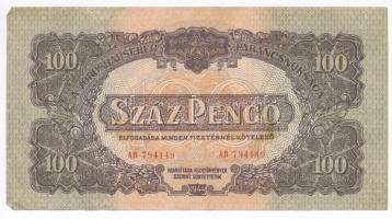 1944. 100P "A Vörös Hadsereg Parancsnoksága" (3x) közeli sorszámok T:III szép papír