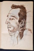 Humenyánszky Jolán (1942-) szobrászművész vázlatfüzete az 1970-es évekből. Több mint 100, különféle ...