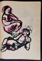 Humenyánszky Jolán (1942-) szobrászművész vázlatfüzete az 1970-es évekből. Több mint 100, különféle ...