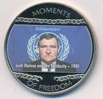 Libéria 2004. 10$ "Szabadság pillanatai - Lech Walesa és a Szolidaritás 1980" multicolor T:PP ujjlenyomat Liberia 2004. 10 Dollar "Moments of Freedom - Lech Walesa and the Solidarity 1980" multicolor C:PP fingerprint