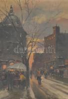 Berkes jelzéssel: Téli utca. Olaj, karton, jelzett, keretben, 60×80 cm