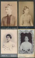 cca 1880-1910 Hölgyportrék, 10 db portréfotó különböző műtermekből(Pécs, Komárom, Devecser, Beszterc...