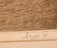 Beron Gyula (1885-1971): Udvar részlet. Rézkarc, papír, jelzett, üvegezett keretben, 31×31 cm