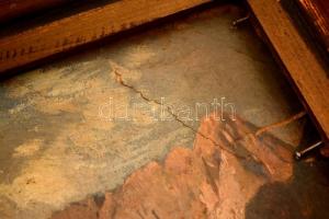 Molnár istván (?-?): Csorba-tó vázlat. Olaj, karton, sérült, keretben, 38×29 cm