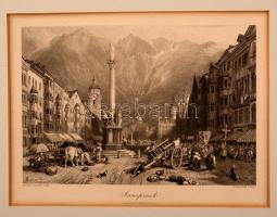 cca 1840 Innsbruck, acélmetszet / cca 1840 Austria, Innsbruck steel-engraving 25x19 cm In paspartu