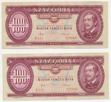 1984. 100Ft (5x) közte 3db sorszámkövető és 2db közeli sorszám T:II,III