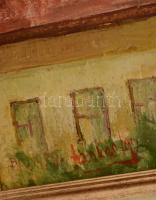 Farkas Lajos (1919-1998): Budai házak. Olaj, fa, jelzett, keretben, 40×44 cm