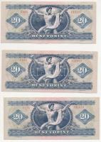 1975. 20Ft (6x) közte 2db sorszámkövető T:II,III szép papír