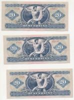 1975. 20Ft (6x) közte 2db sorszámkövető T:II,III szép papír