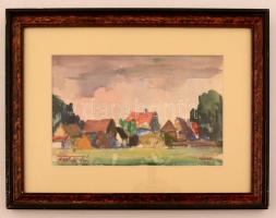 Szekfű János (1910-2004): Etelka sor, Szeged. Akvarell, papír, jelzett, üvegezett keretben, 18×29 cm